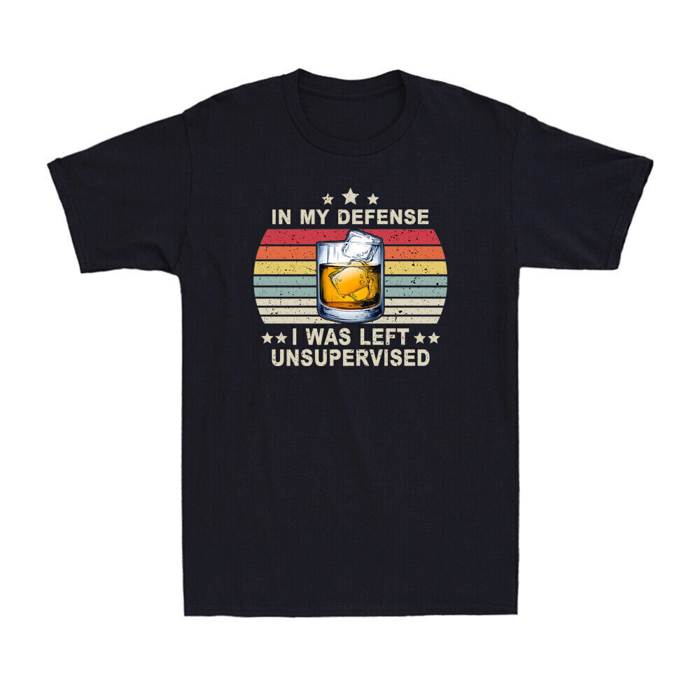 Whisky In My Defense I Was Left Unsupervised Funny Saying Vintage Men's T-Shirt