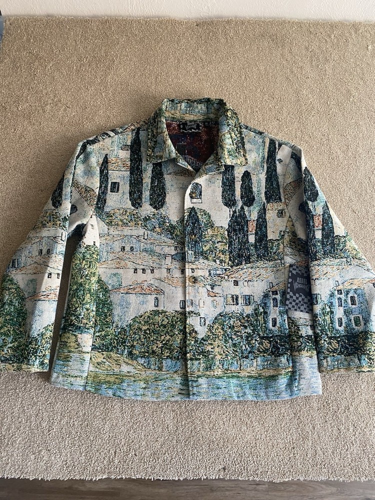 Rebel Vengeance Scenic Tapestry Button-Up Streetwear Church Jacket New Size M