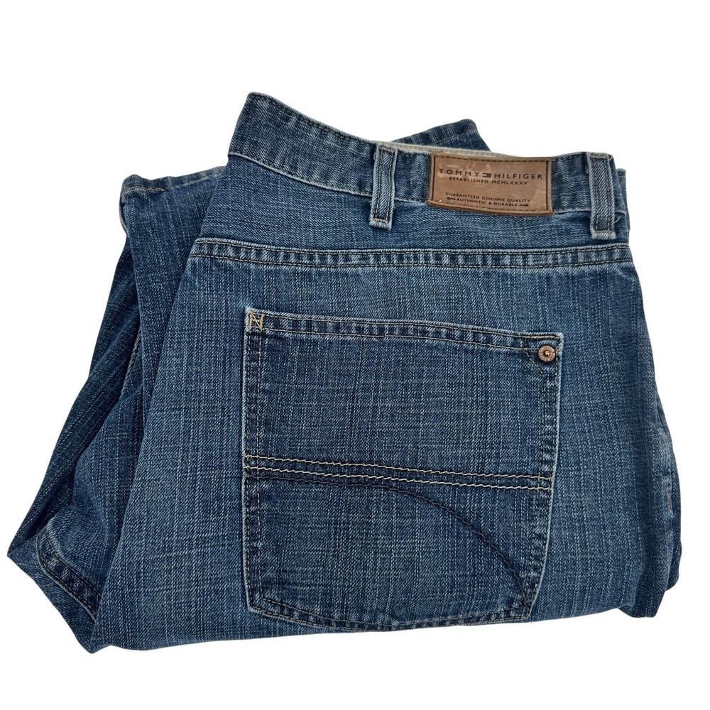 Tommy Hilfiger Mens Freedom Fit Relaxed Blue Denim Jeans 40x30 41x29 Actual