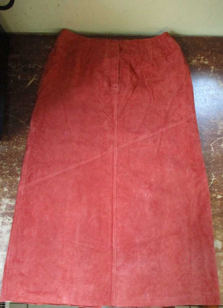 Orange 100% leather full-length Bagatelle skirt size 12 with minor stains RN83952-image