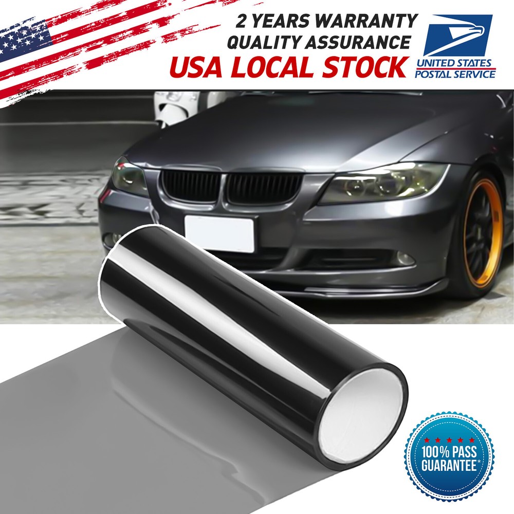 Black Smoke Vinyl Tint Film for Fit Taillights Headlights Fog Lights