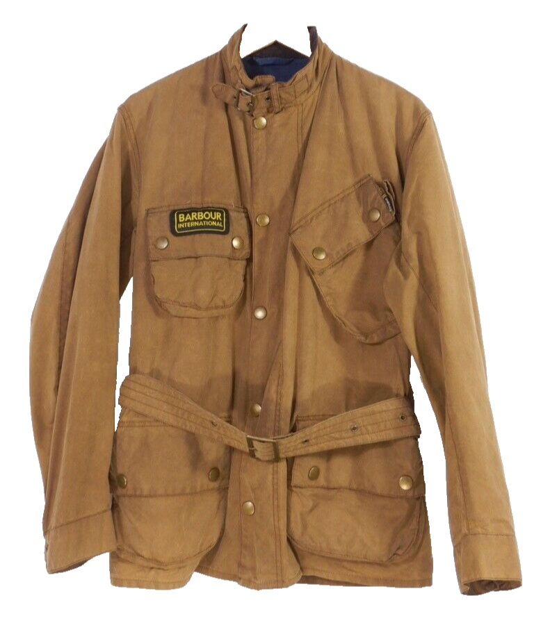 Barbour International McQueen Washington Sandstone Waxed Jacket Size Medium