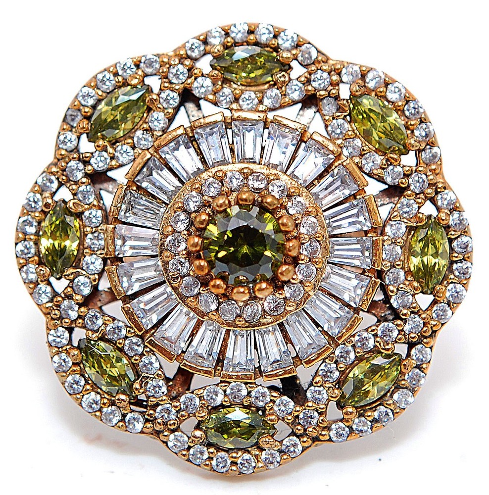 Vintage Ottoman Style 3CT Peridot 925 Sterling Silver Ring Size 7.5