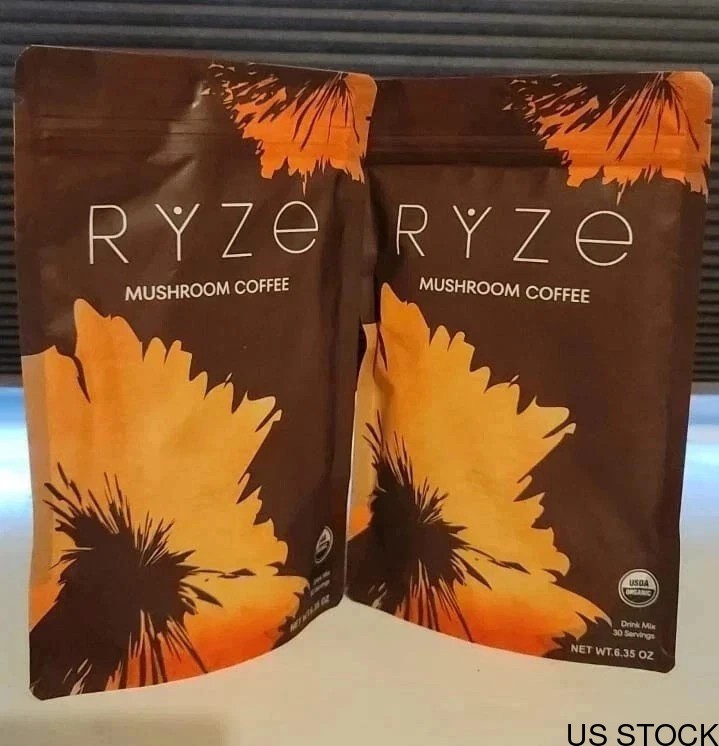 2 Packs New Organic RYZE Mushroom Coffee  30 Servings Per Pack Best