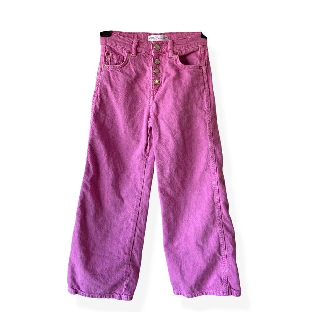 Zara Girls Pink Wide Leg Denim Jeans Pants Size 8