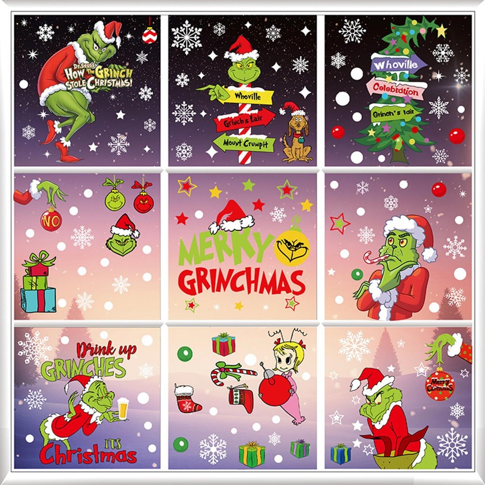 Christmas Window Clings Decorations -154pcs Christmas Window Stickers Winter ...