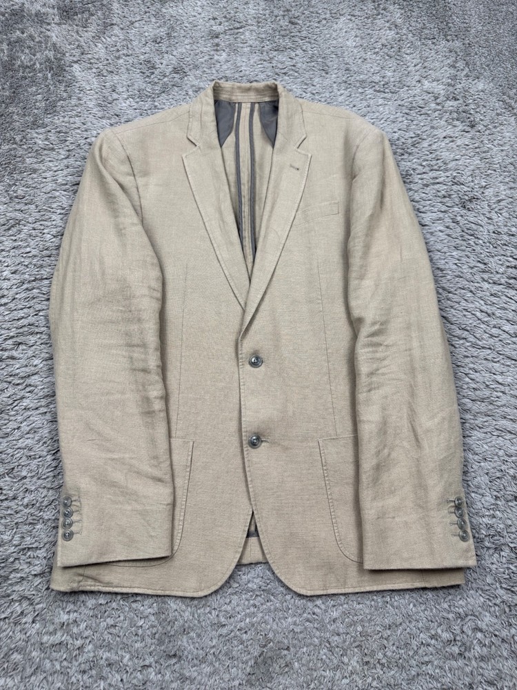 Murano Blazer Men Large Beige Linen Unlined Sports Coat Career Casual Jacket