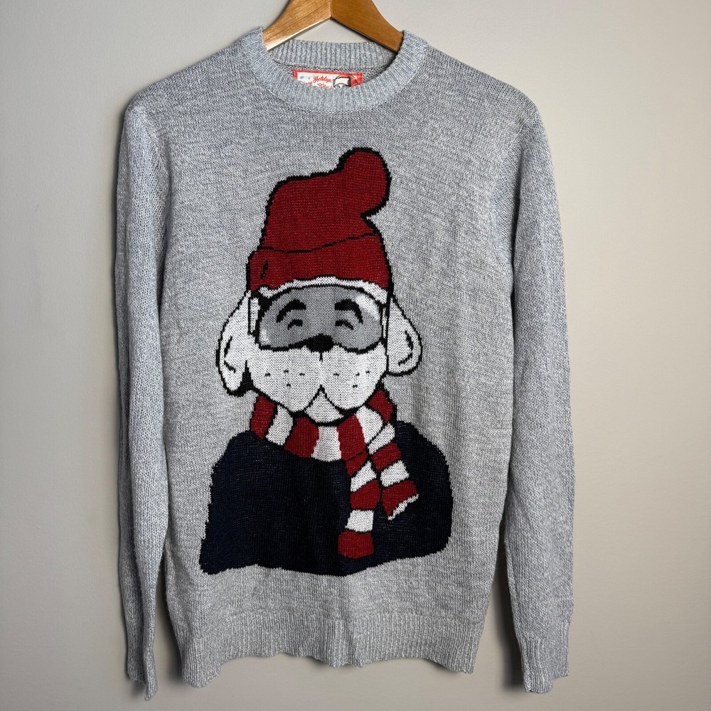 Women's Holiday Not So Ugly Christmas Sweater Size Medium Dog Scarf Toque