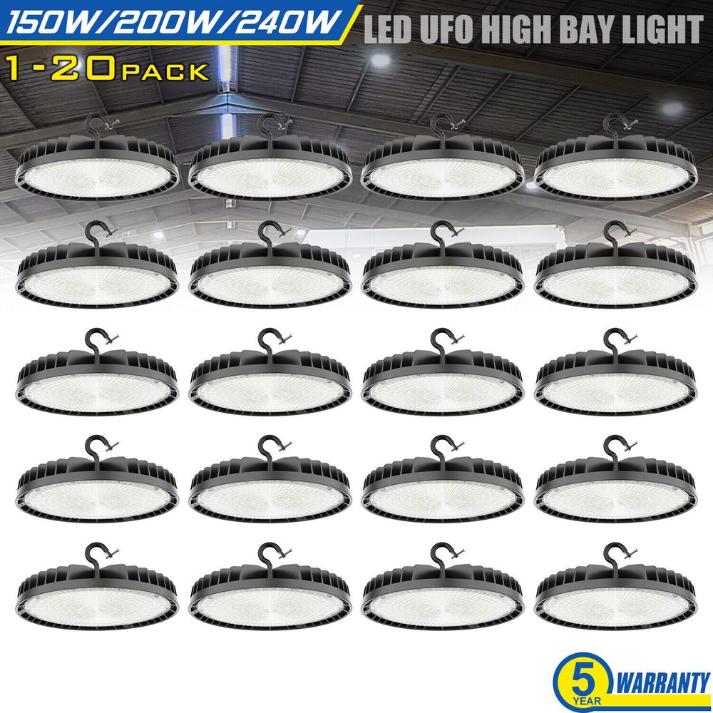 1-20PACK LED UFO High Bay Light 150W 200W 240W Warehouse Factory Shop Lamp 5000K