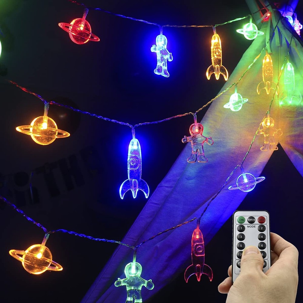 Kids Room LED String Lights with Remote - 20 LEDs, 11ft, 8 Modes, Battery Operated