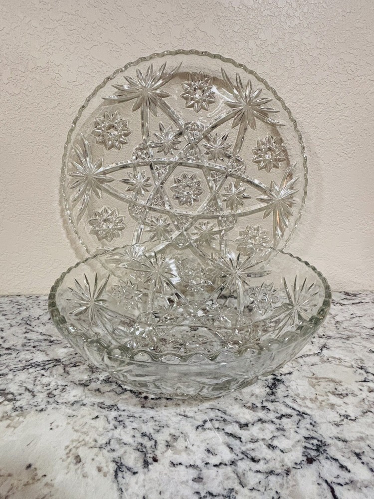 Vintage Anchor Hocking Prescut Star of David Serving Dishes Set Of 2 Lot Large