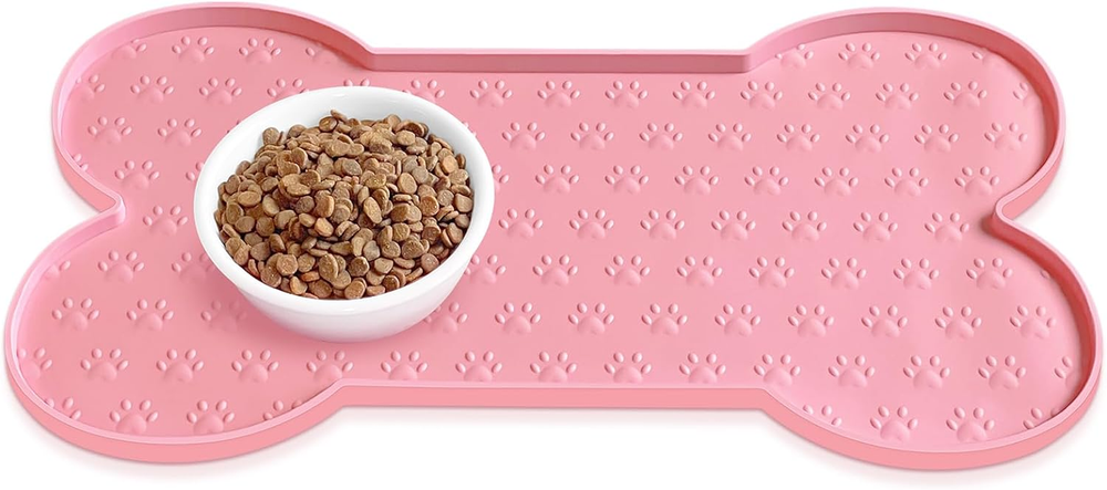 Non-Slip Waterproof Silicone Dog Food Mat with Raised Edge for Mess-Free Feeding