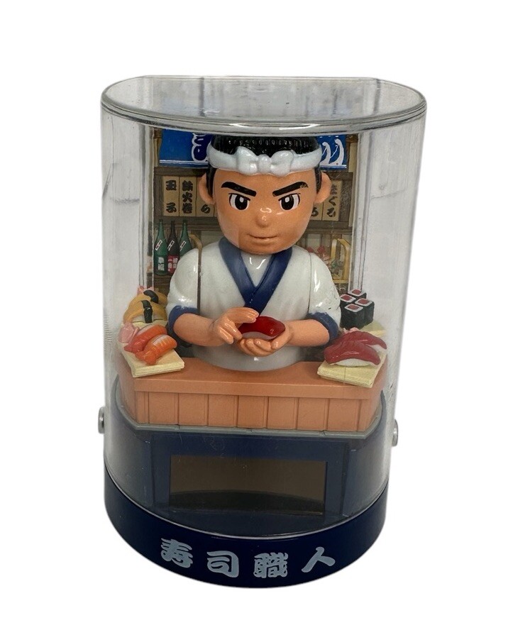 SANTA 2006 Solar Sushi Chef Japanese Automatic Bobble Head Figurine