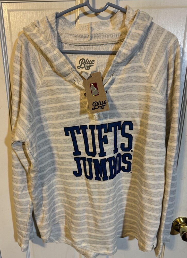 Blue84 Tufts University Jumbos Pullover Sweatshirt Women XL Bone/Heather New &&&