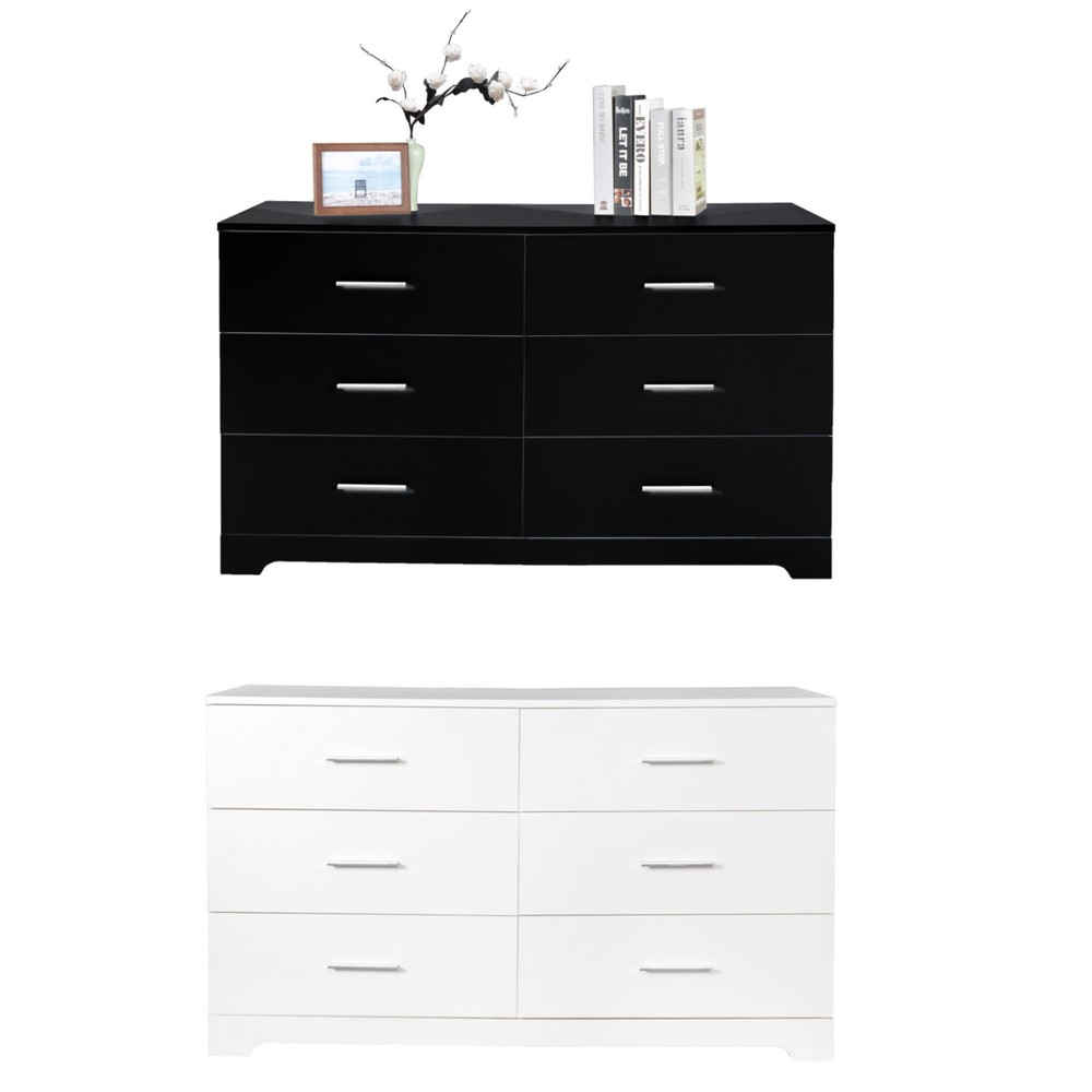 Double Dresser TV Stand with 6 Drawers for Storage and Organization-image
