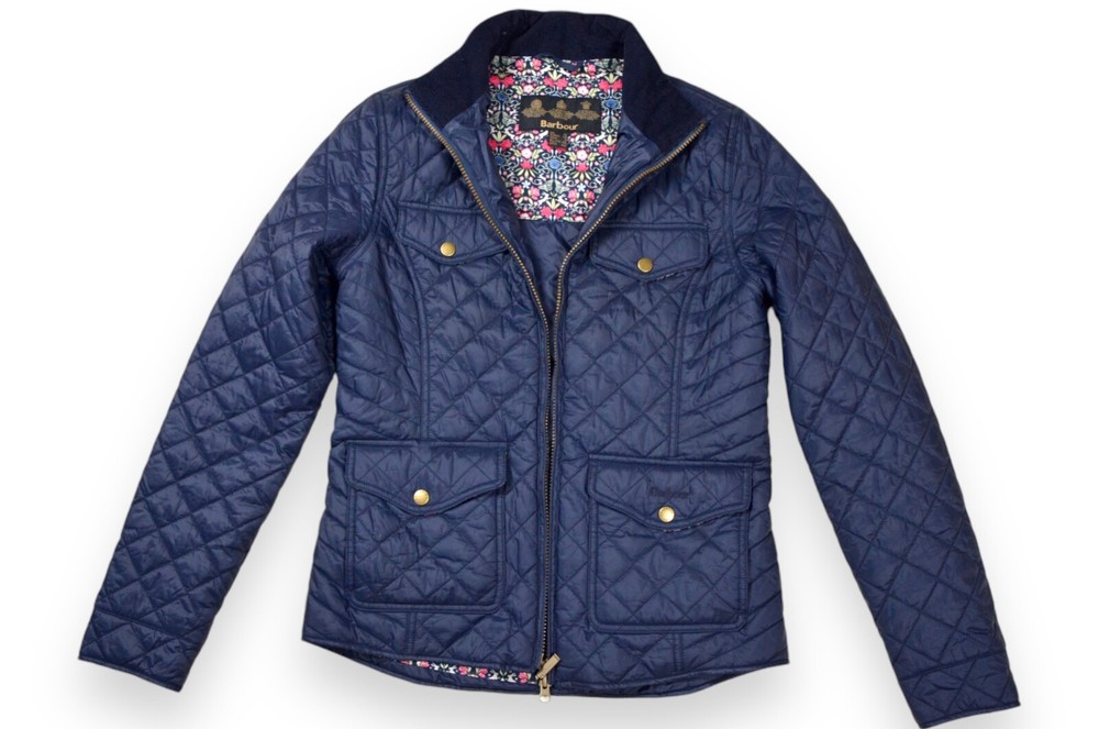 Women's Barbour Cormorant Quilt Jacket Blue England Classic Size 10