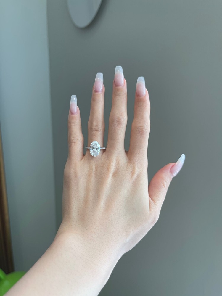 5ct Oval & Round Diamond 925 Silver Eternity Engagement Ring Gift