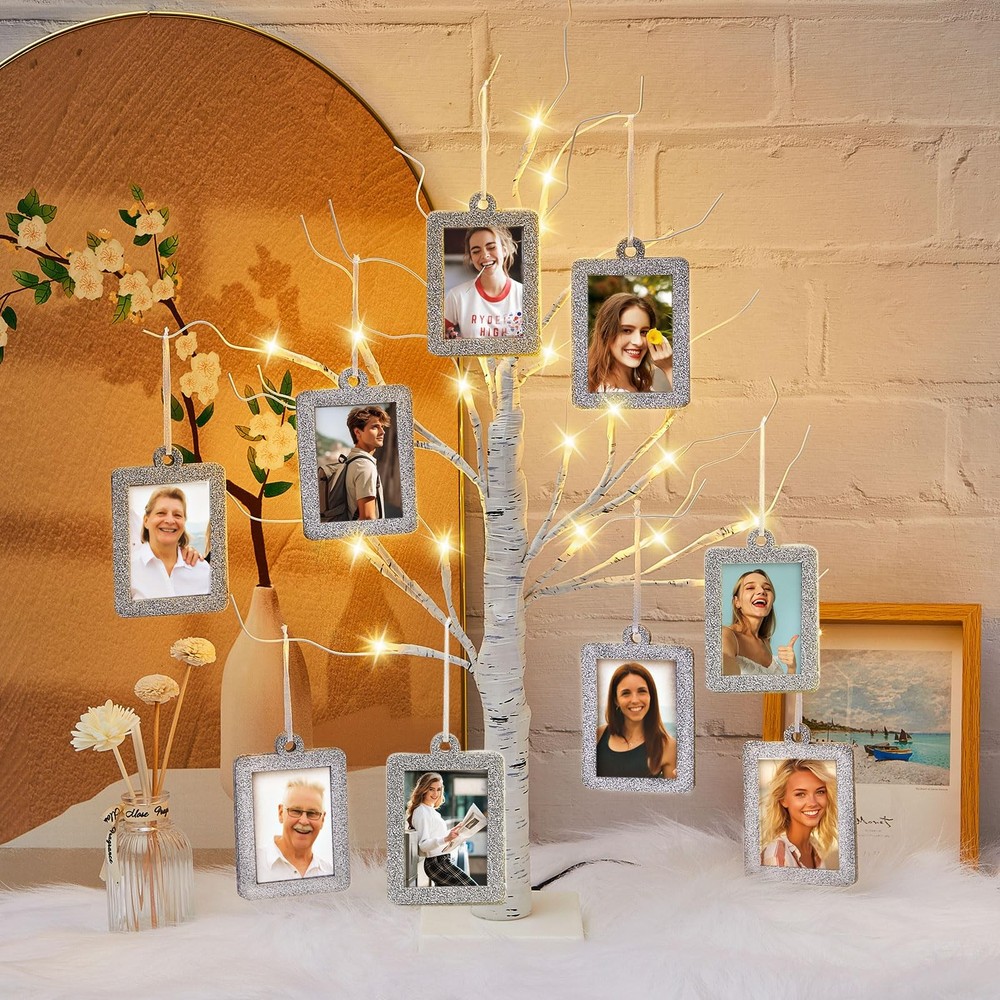 Lighted Family Tree Picture Frame Stand - 10 Pcs 2x3 Photo Holder for Mother's Day Gifts-image