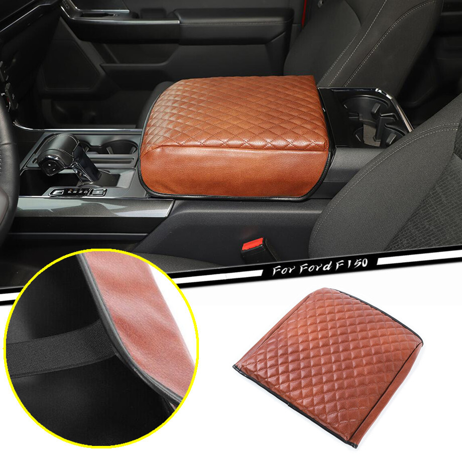 Ford F150 21-2023 Brown Leather Center Armrest Cover Protector