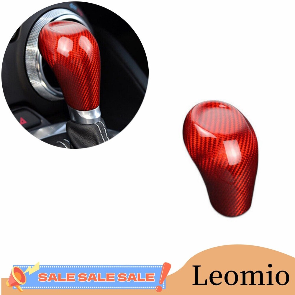 RED For Chevrolet Corvette C7 14-19 Real Carbon Fiber Gear Shift Knob Trim Cover