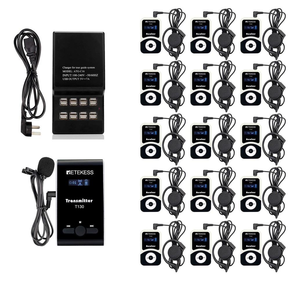 T130 Wireless Assisted Audio Tour Guide System Transmitter 15 Receiver Traveling