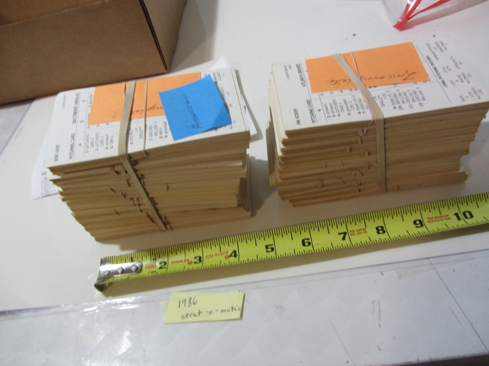 Strat O Matic baseball cards - large stack from 1986 - 100s! vintage INCOMPLETE