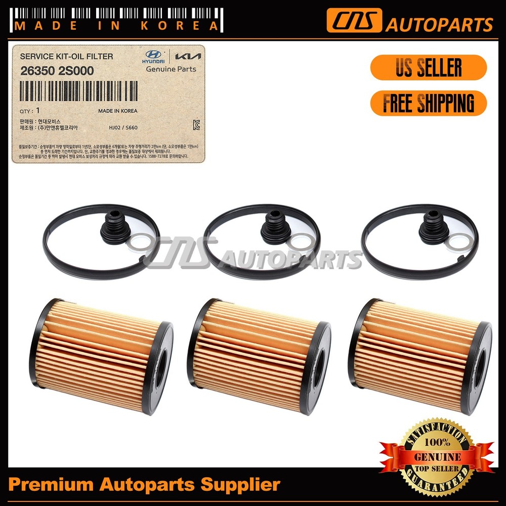 3pcs Genuine Oil Filter for 2020-25 Hyundai Kia 2.5L Various Models 26350-2S001