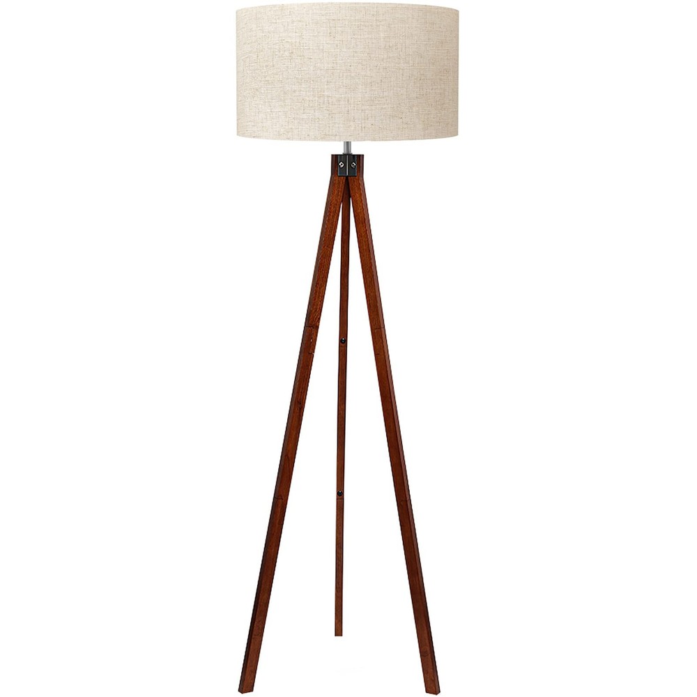 Mid Century Modern Wood Tripod Floor Lamp for Studying Light