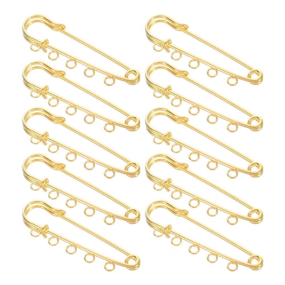 Set of 2 with Holes Gold Safety Brooch 5 Pins DIY Accessories Baby