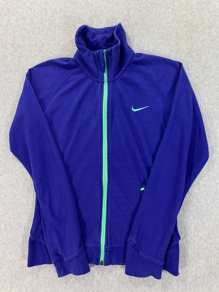 Nike Dri Fit Full Zip Athletic Fit Performance Jacket (Women's Small) Blue