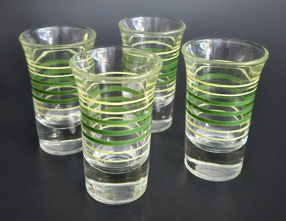 Hazel Atlas Striped Shot Glasses Vintage 1950's Set Of 4