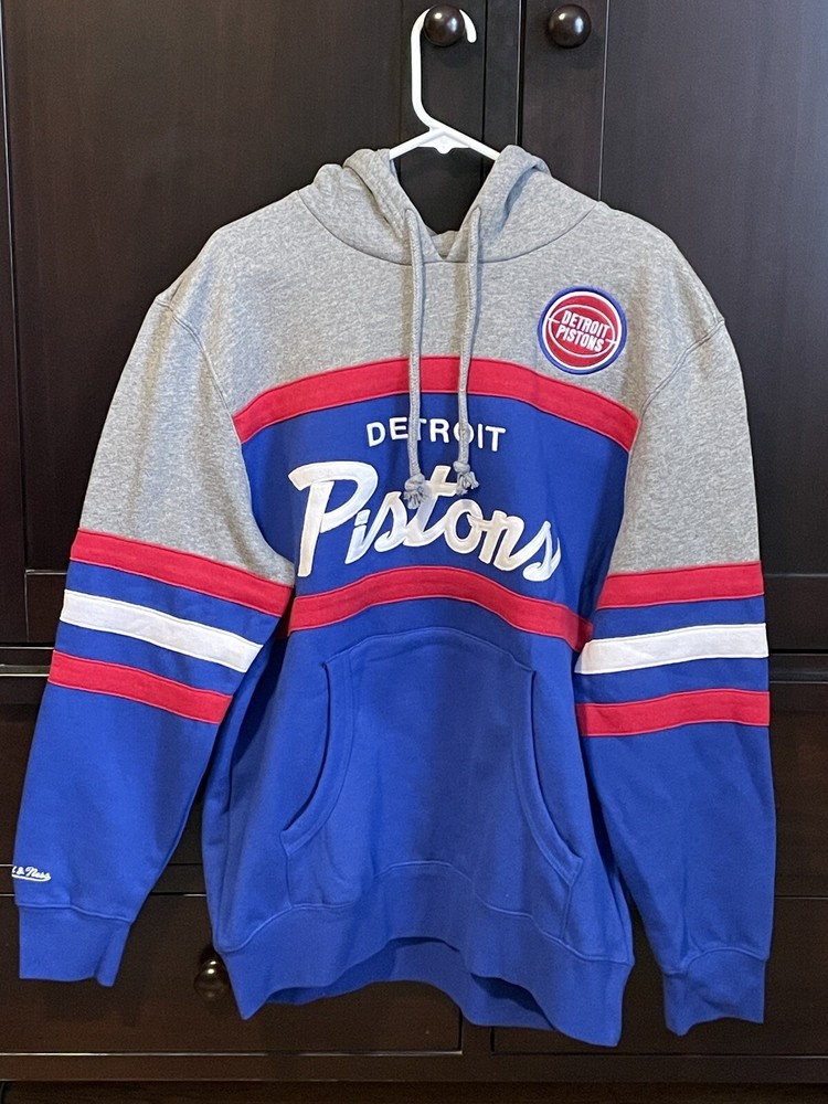 Detroit Pistons Mitchell and Ness Hardwood Classics Hoodie Sweatshirt - X-Large