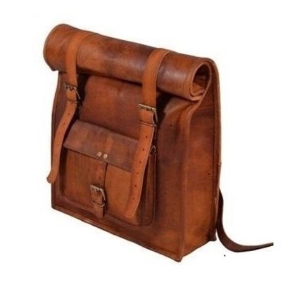 Vintage Leather 24 Inch Rolling Travel Backpack for Men with Wheels