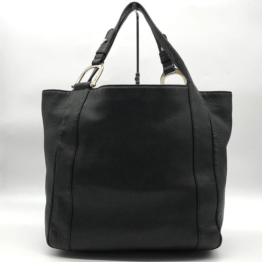 Gucci Large Black Leather Tote with Gold Hardware A4 Size Rare New