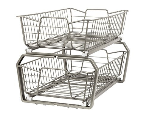 11 in. Pull Out Cabinet Organizer, 2 Tier, Heavy Duty, Slide Out Pantry Shelv...