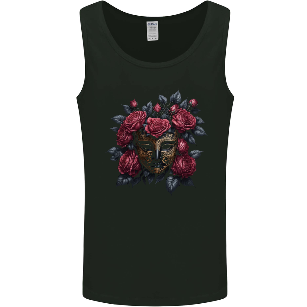 A Chinese Mask With Roses Gothic Goth Mens Vest Tank Top