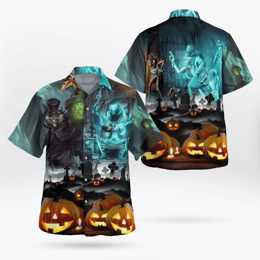 Happy Halloween Haunted Mansion 3D Hawaiian Shirt Available in Sizes S to 5XL for Spooky Style Comfort