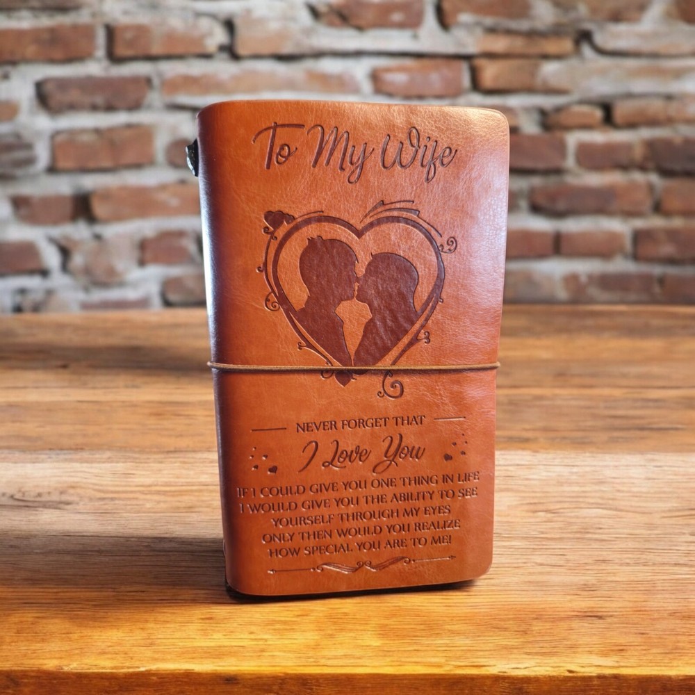 Leather Journal Notebook for Wife or Mom with Card Holder 8x4.75 Gift-image