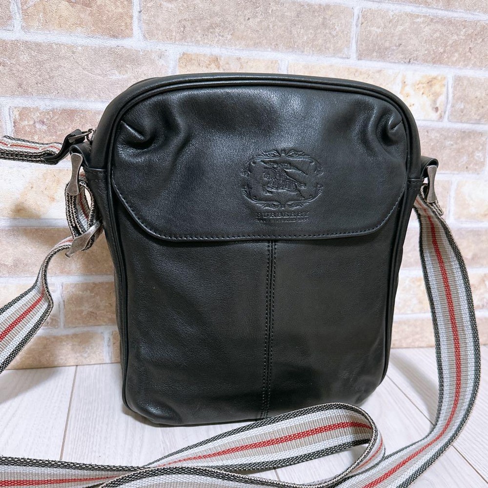 Burberry Shoulder Bag Nova Check Leather Black Authentic F1204280