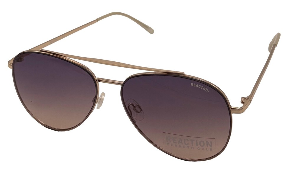 Kenneth Cole Reaction Mens Gold Metal Aviator Sunglasses with Blue Lens KC1406 32W