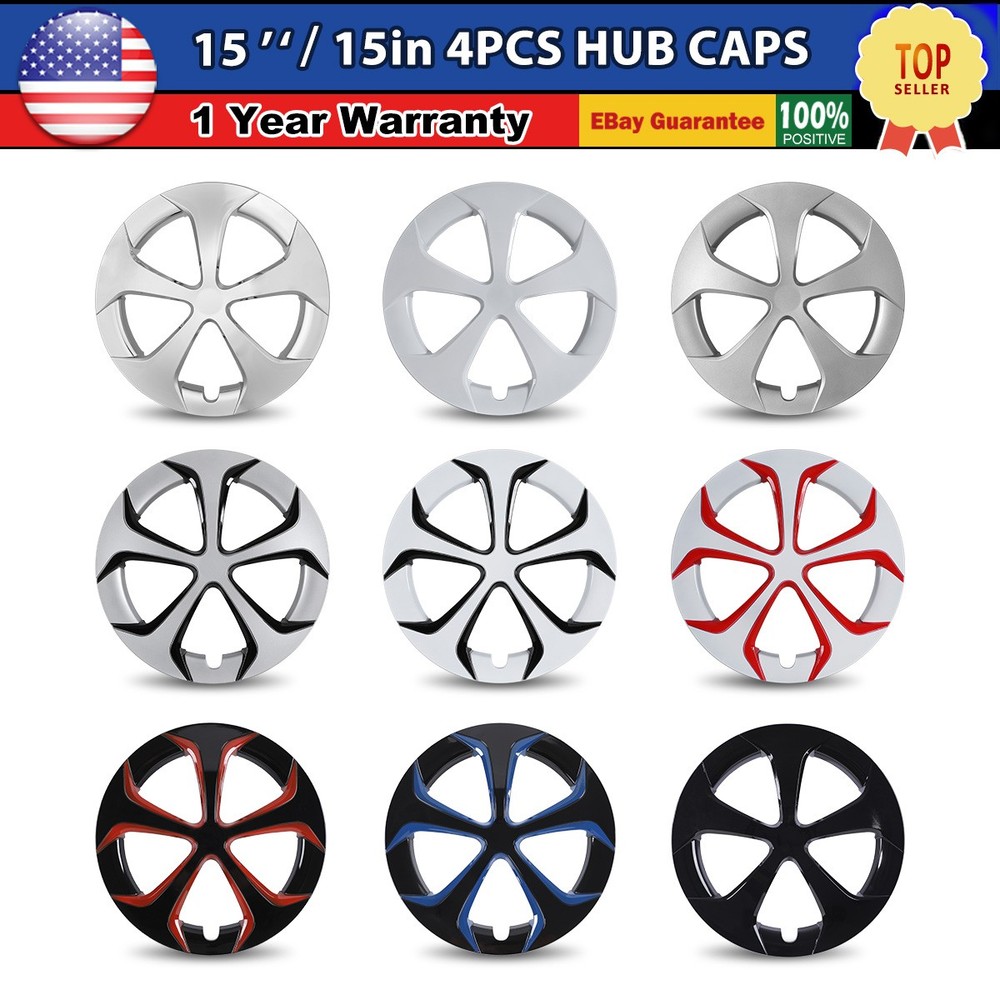 Set Of 4 15'' Wheel Covers Full Rim Snap On Hubcaps For 2010-2015 Toyota Prius