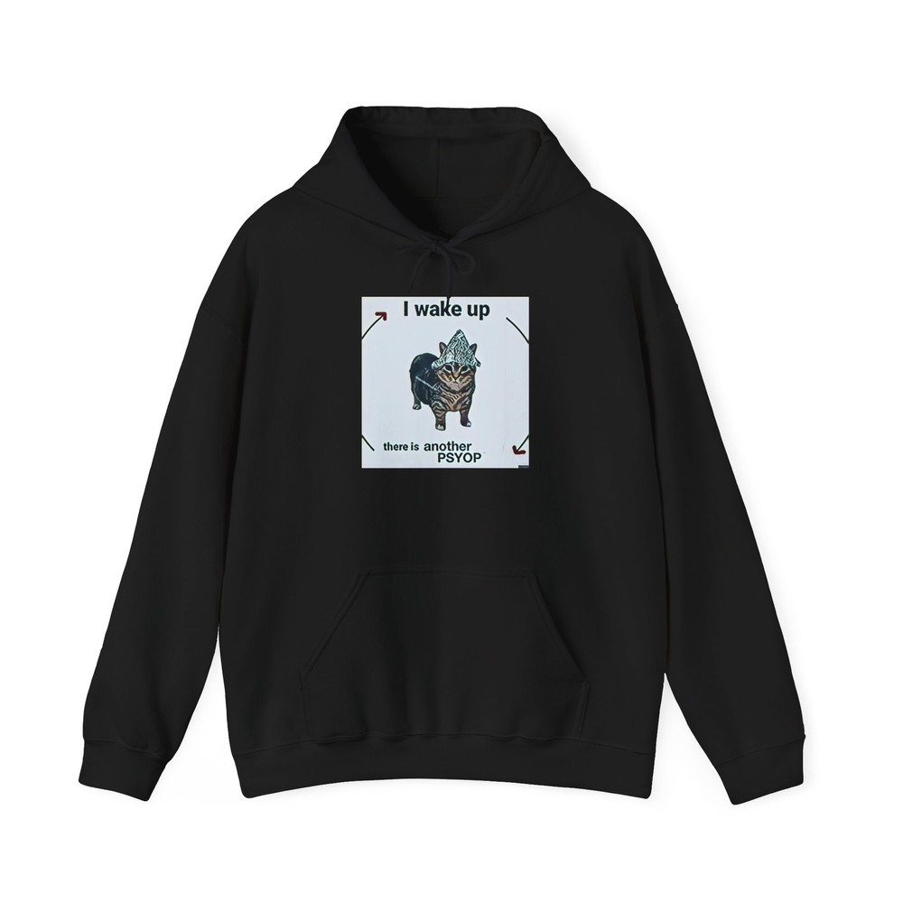 Wake Up Another Psyop Graphic Print LS Crew Unisex Heavy Blend Hooded Sweatshirt