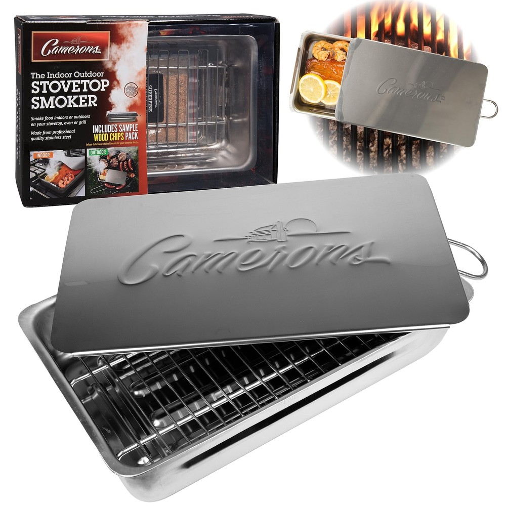 Camerons Indoor Outdoor Stovetop Smoker -Stainless Steel Barbecue Smoker Box ...