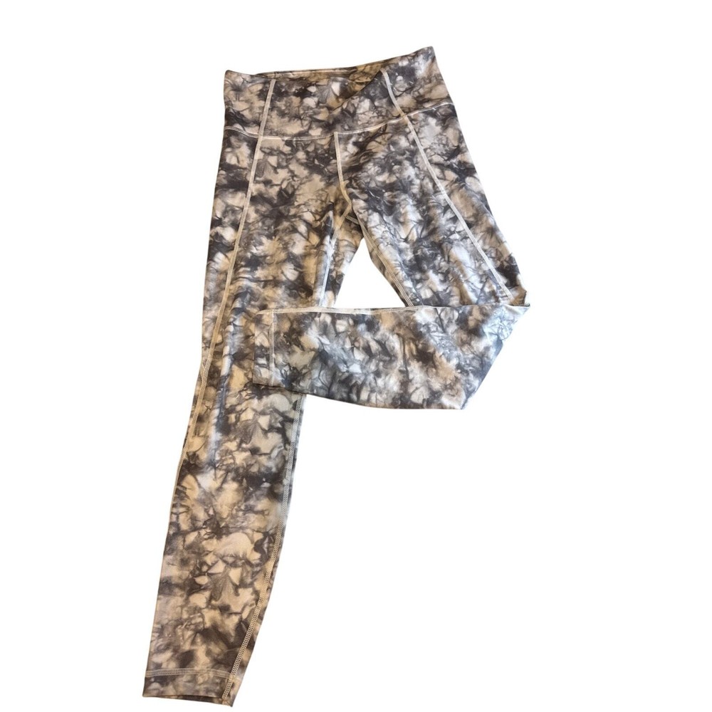 Athleta Gray Powervita Tie Dye Salutation 7/8 Yoga Leggings