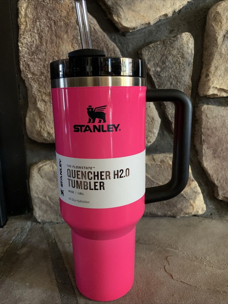 Stanley 40 Oz Quencher Tumbler Electric Pink Neon Collection-New In Box