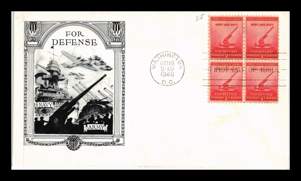 DR Jim Stamps WWII National Defense FDC Scott 900 Block of 4 Lowry US Cover