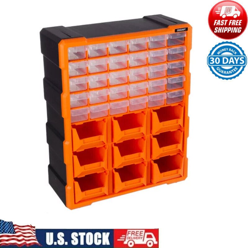 39-Drawer Plastic Storage Organizer for Screws Hardware Crafts Garage