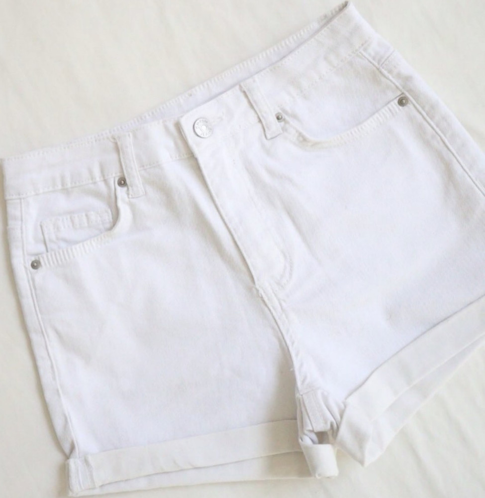Old Navy The Diva Stretch Women's White Denim Shorts 5-Pocket Size 14