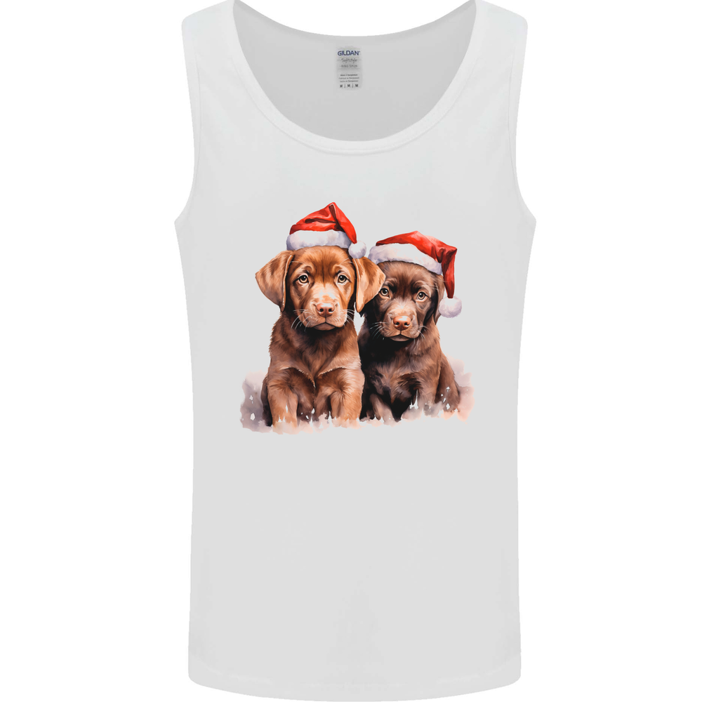 Chocolate Labrador Christmas Puppies Xmas Mens Vest Tank Top