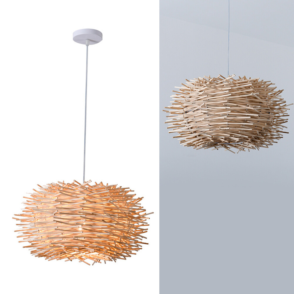 1M Bamboo Pendant Light Large Handwoven Wicker Light Fixture Rattan Pendant Lamp